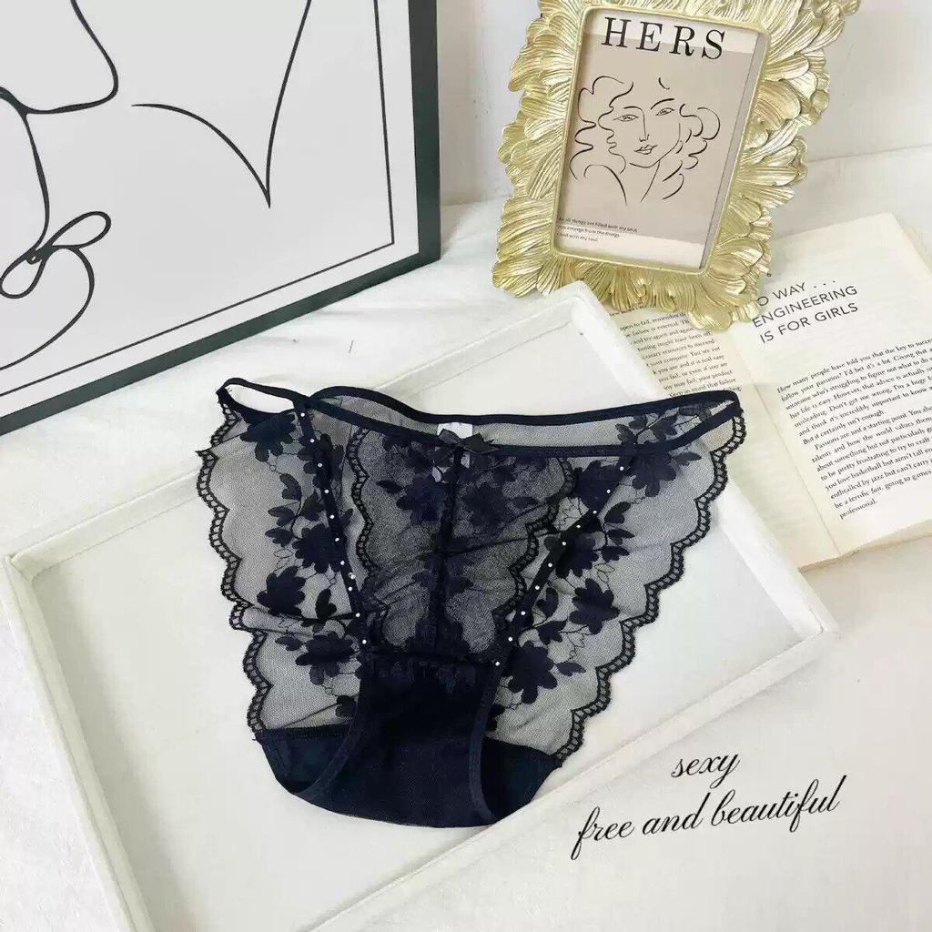 Lady Summer Pure Desire Sexy Lace Hollow Net Gauze Breathable Low Waist Triangle Briefs