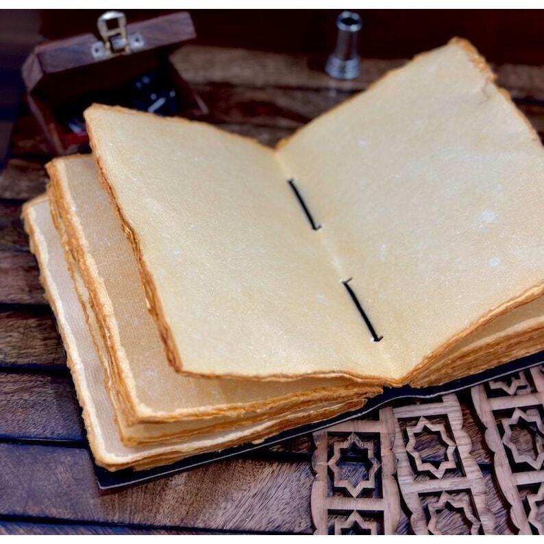 Grimoire journal Leather Print caltic cat journal Blank spell book of shadows