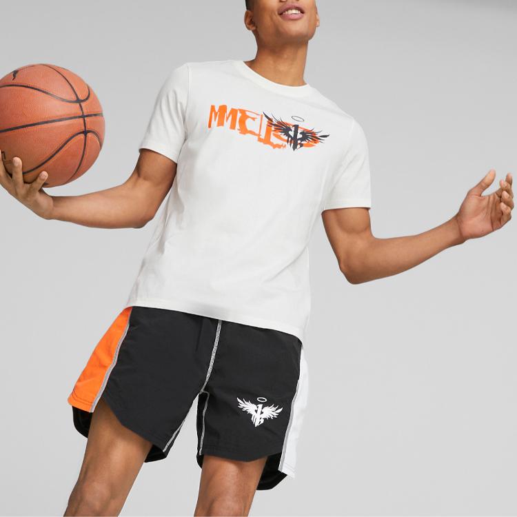 Puma Letter Logo Print LaMelo Ball Basketball Sports Casual Short Sleeve T-Shirt Men Tops White 621714-01