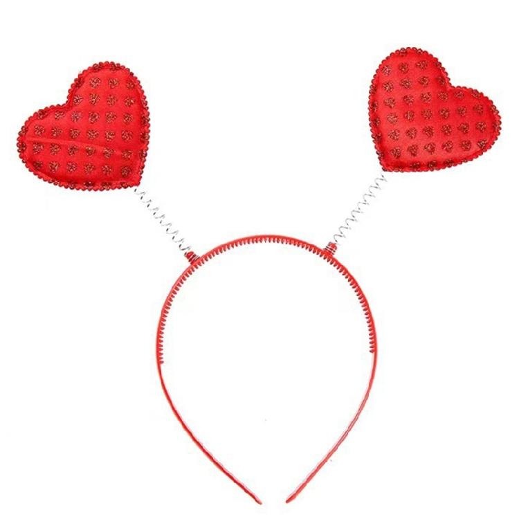 Sequins Heart Headband Sweet Love Shape Bopper Party Valentines Hair Accessories