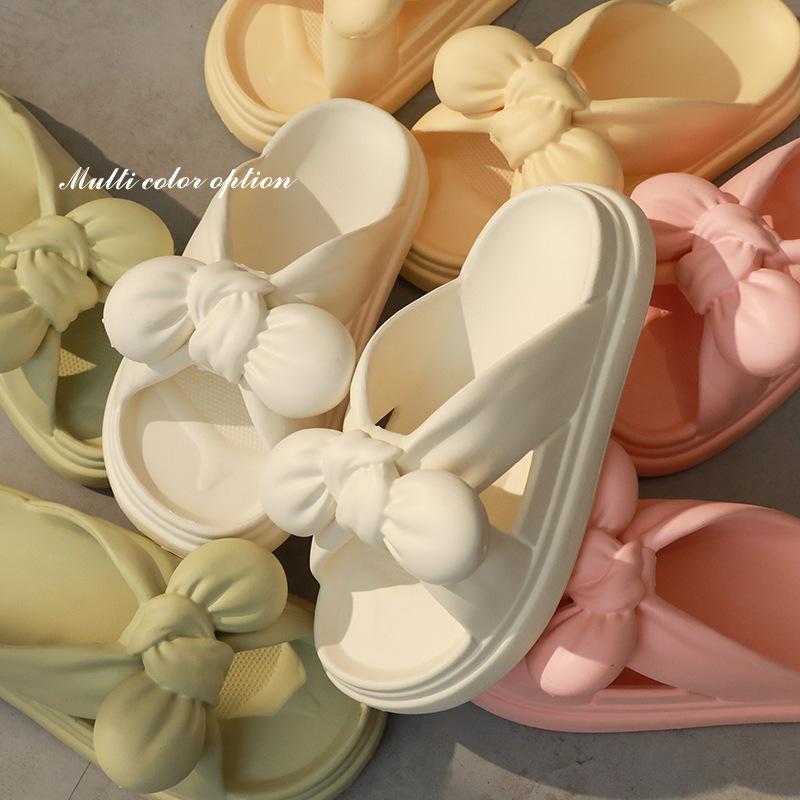 Source slippers women wear ins bow girl heart sweet thick bottom cool slippers