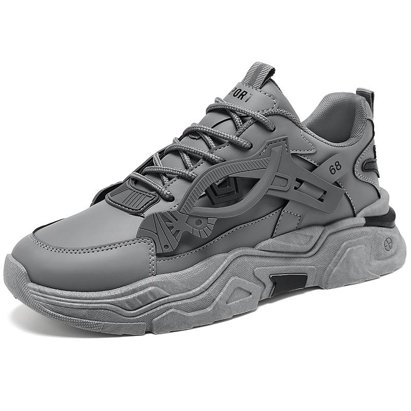 Men's Mesh Thick Soled Casual Sports Shoes Four Season Student Height Increasing Walking Shoes Soft Soled Outdoor Running Shoes