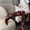 Fashion New Autumn Style Pleated Stiletto High Boots with Pointed Sleeves, Non-slip and Wear-resistant High Heels