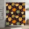 Fall Floral Printed Shower Curtain Set Autumn Pumpkin Decor for Bathroom Black, Yellow, Green Color Combination