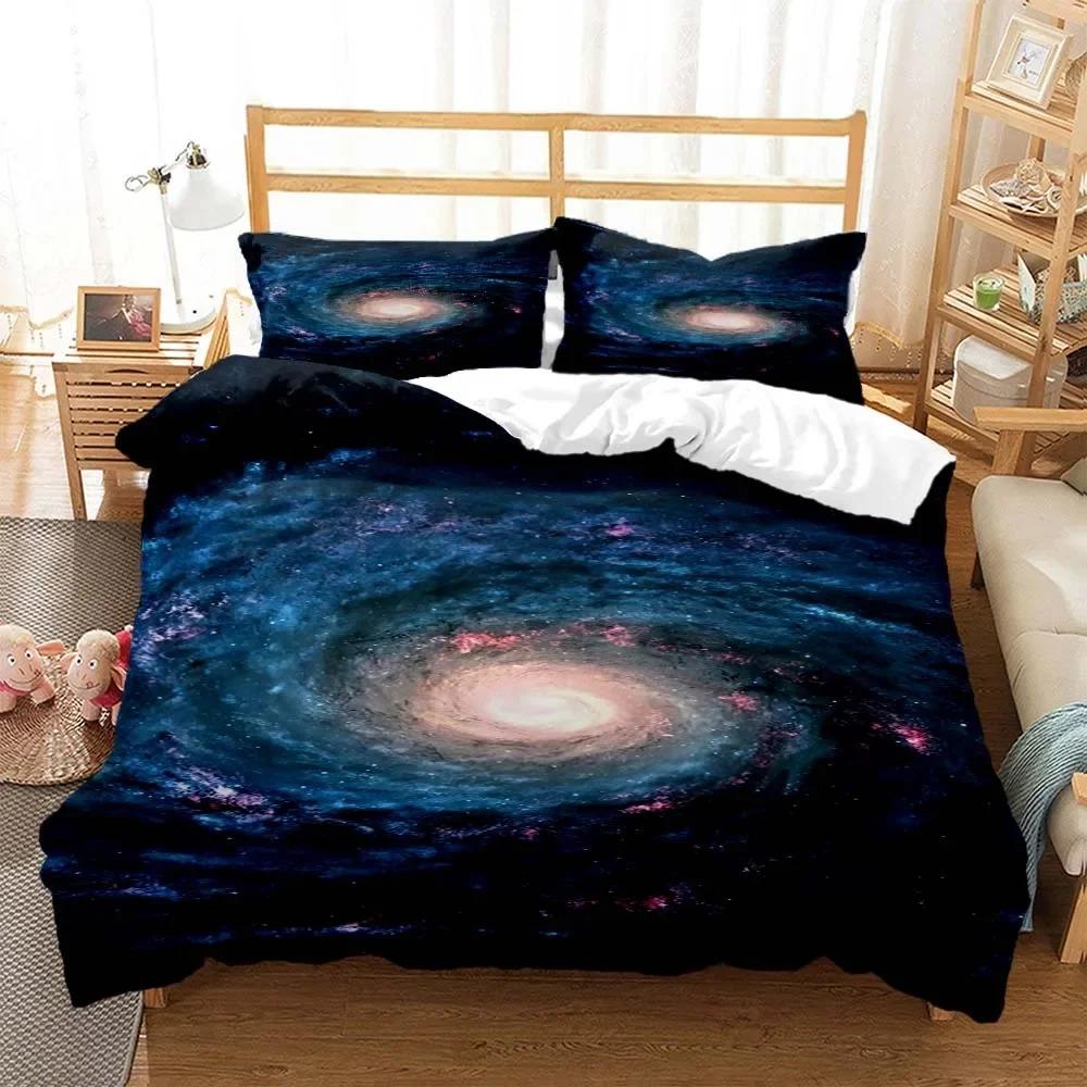 Space Star Bedding Set 2-3Pcs Bedroom Quilt Cover Set Single Double Size Polyester Duvet Cover Pillowcase for Adult Boy Girl