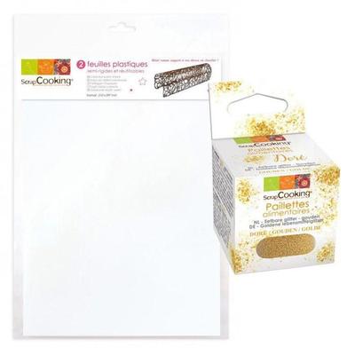 2 Semi-rigid A4 Plastic Baking Sheets + Gold Glitter
