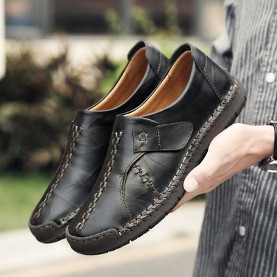 Casual Shoes Men's Trendy Shoes Autumn New Velcro Shoes Men's Fashion Shoes British Leather Handmade Leather Shoes for Men