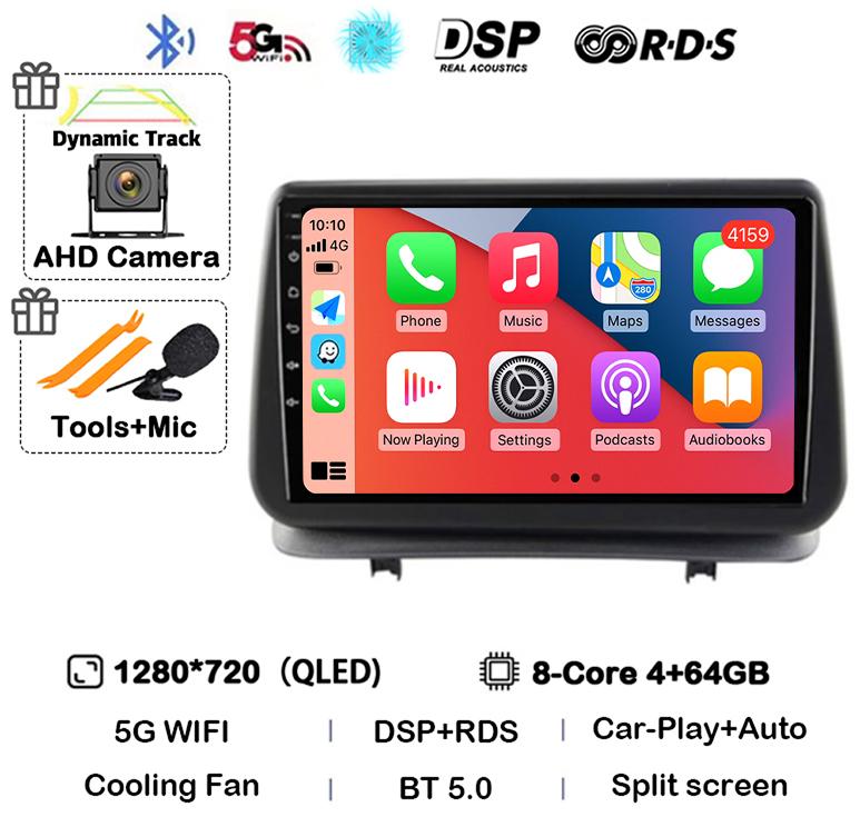 Android 14 Auto Carplay For Renault Clio 3 CLIO 3 2005-2014 WIFI+4G Car Radio Navigation GPS Stereo Video Player 360 Camera DSP