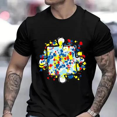 Pánské tričko Autismus Povědomí Dílek puzzle Potisk Pánské Tričko Ležérní Móda Měkké Módní Trička Oblečení Harajuku Grafické Vrcholy