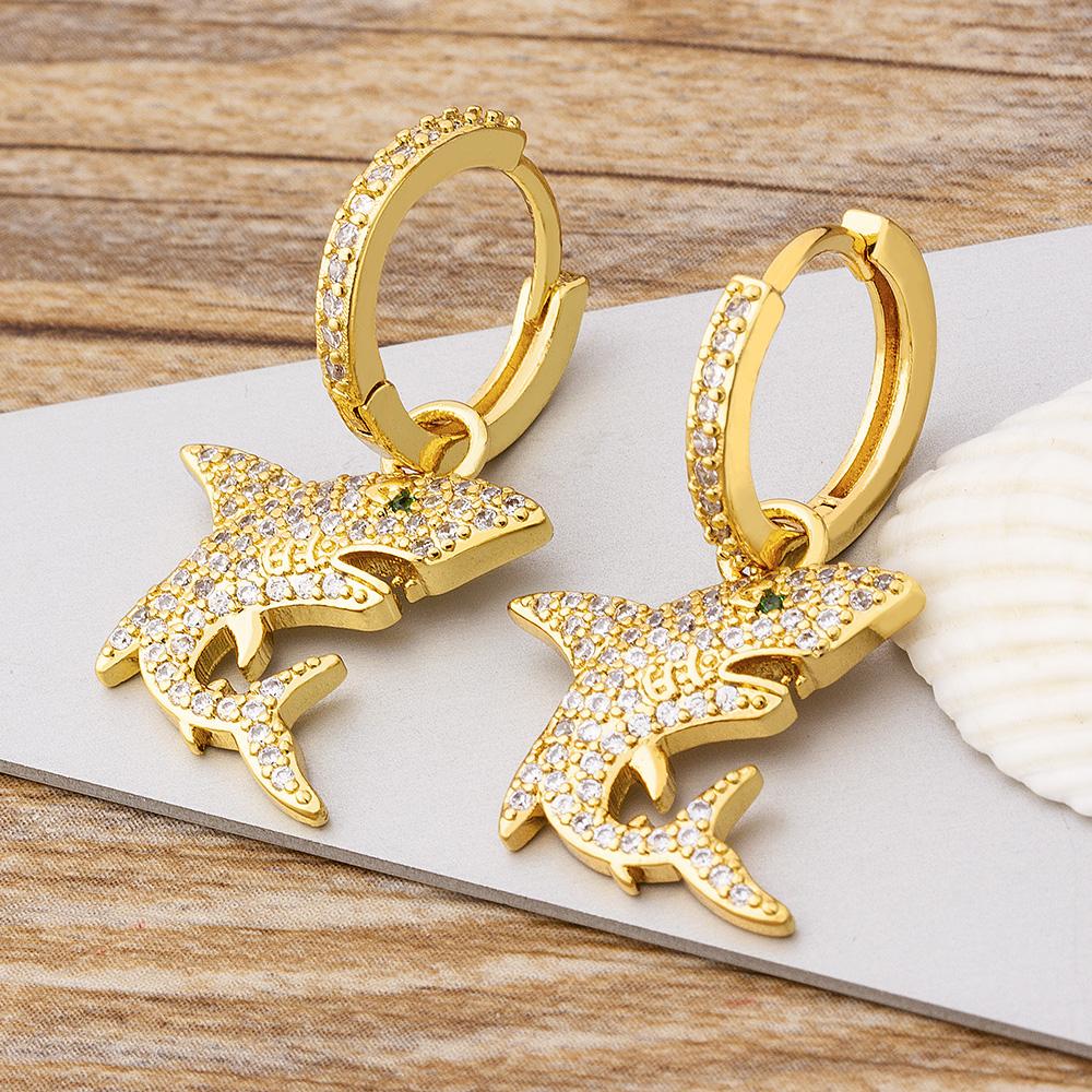 Nidin New Charm Colorful Color Double Layer Star Earrings Copper Cubic Zircon Hoop Earrings For Women Best Party Wedding Gift