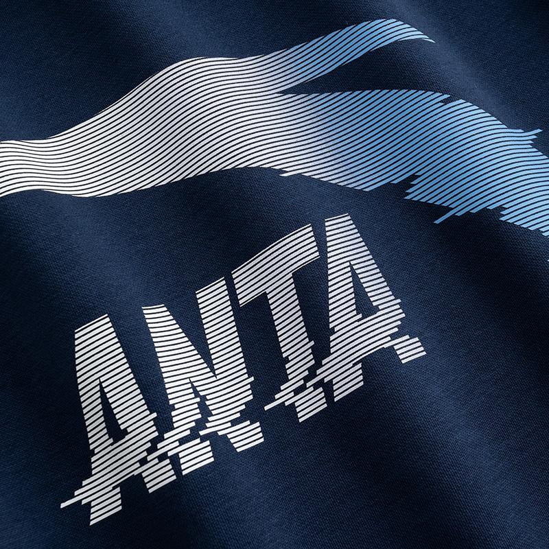 Anta Big Logo Casual Fashion Sports Versatile Campus Commuting Loose Comfortable Fleece Thick Warm Pullover Round Neck Sweatshirt 952548702-7