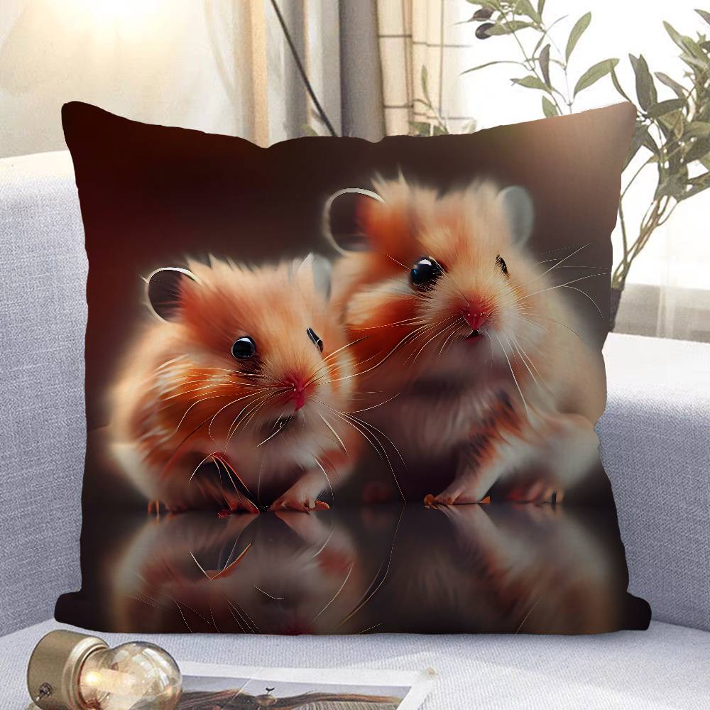 Cute Hamster Pillow Case Removable Washable Cushion Cover – All-Season Soft Linen