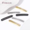 3 Colors 18K Gold Plated Bracelet Accessories,Brass With Zircon Long Strip Spacer Separator Bead For DIY Jewelry making Supplies