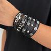 PU Skull Bracelet Set Fashionable Personality Halloween Punk Style Exaggerated Bracelet Men's Jewelry
