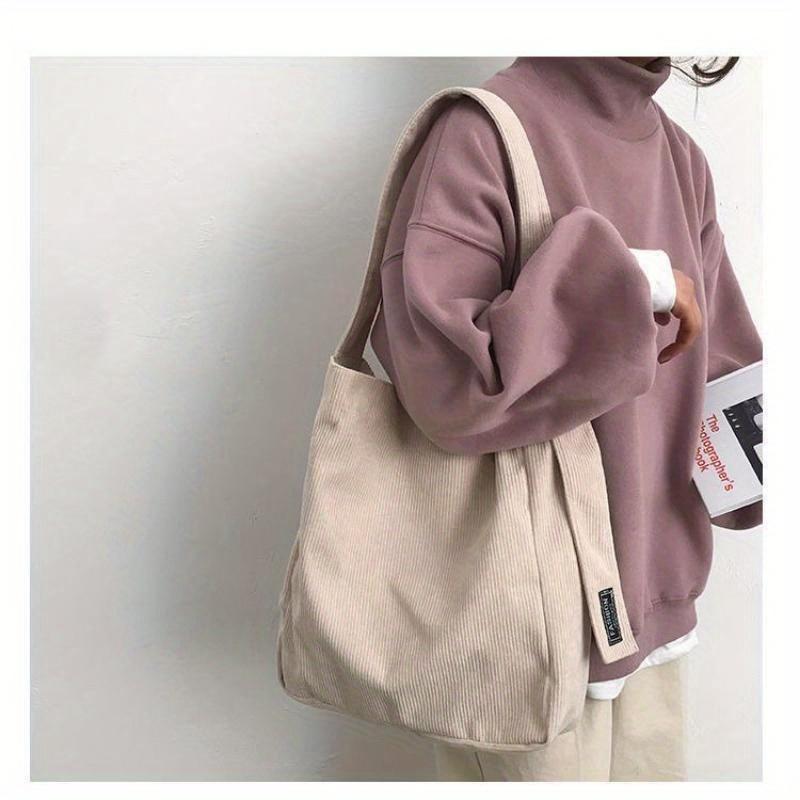 Women Cotton Cloth Fashion Canvas Tote Shopping Bags Woman Handbags Reusable Travel Bags Large Corduroy Shoulder Shopper Bag