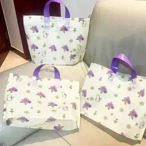 

50piece Coffee Flower Clothing Storage Bag Thick Plastic Hand-held Shopping Bags Gift Packing For Children s Clothing Tote Pocke 30x20x8cm