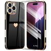 Protective Phone Case - Booling - Iphone 16 Pro - Black Silicone - Love Pattern - Shockproof