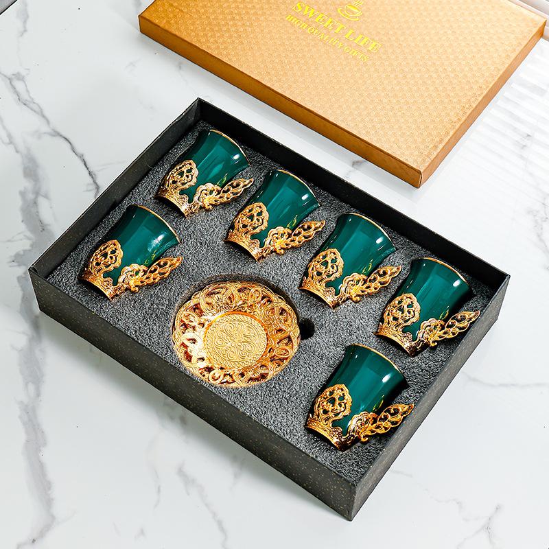 

Retro light luxury high-value Turkish coffee cup and saucer set, premium ceramic cup afternoon tea cup home gift box 250