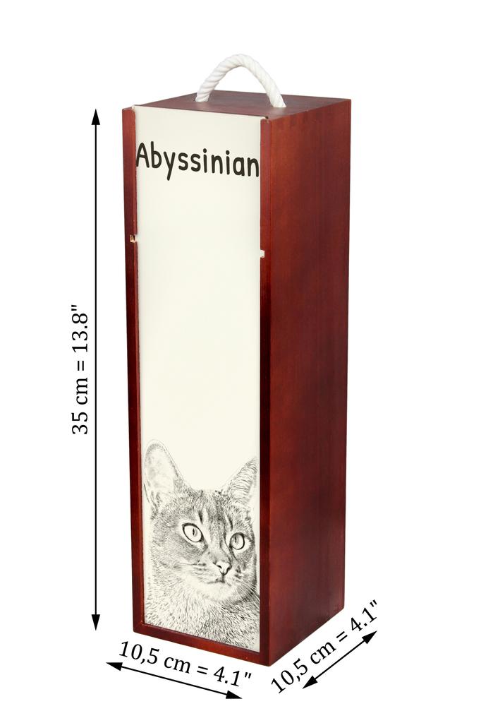 Abyssinian - Wine Box with a Cat, Alcohol Box with Graphics, Personalized Gift Box from the Art-Dog Brand