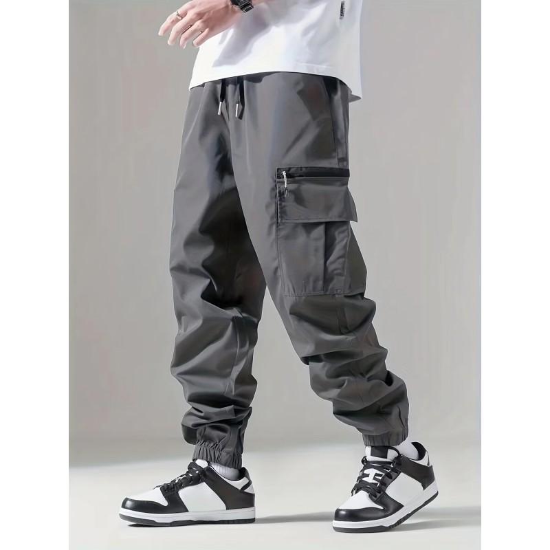 Pantaloni Jogger Cargo da Uomo Vestibilità Larga Stile Tattico Workwear Lunghezza 9/10 Multitasche Pantaloni Casual Uso Quotidiano