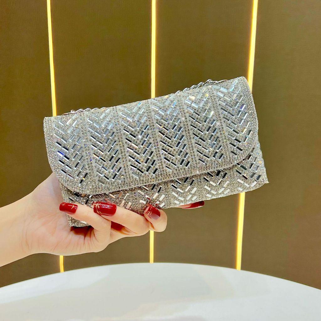 Crossborder Womens Chain Bag With Diamond Embellishments For Evening Outfits