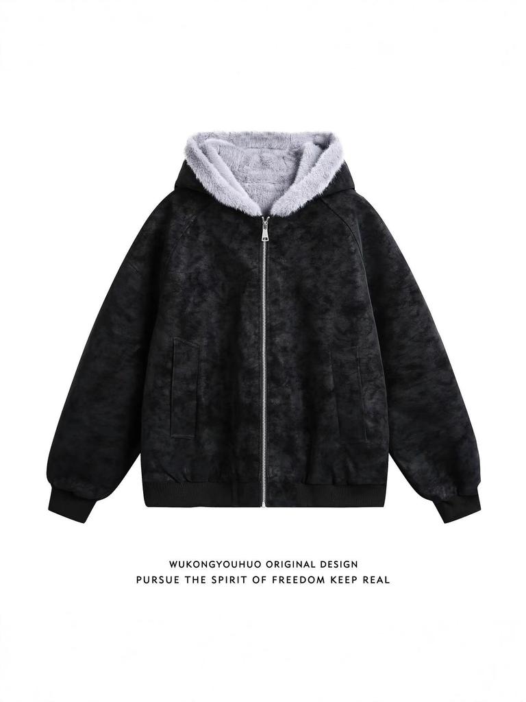 Men's Winter Warm Eagle Fur Collar Hooded Cotton Leather Jacket - Windproof and Short