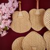 Hand-Woven Woven Straw Hand Fan Old Summer Natural Environmentally Friendly