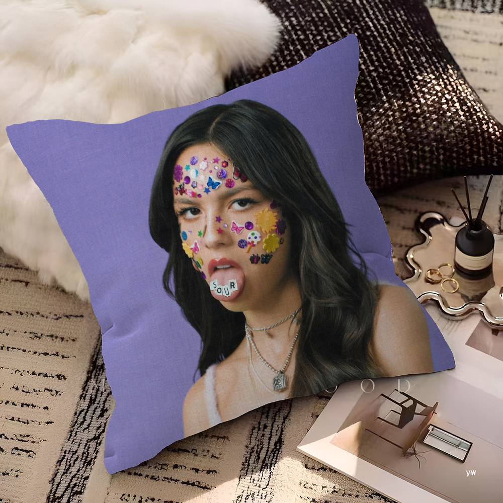 Hot Pop OOlivia Rodrigo Cushion Cover Pillowcase Upholstery Sofa Throw Pillow Home Decor Pillowcas