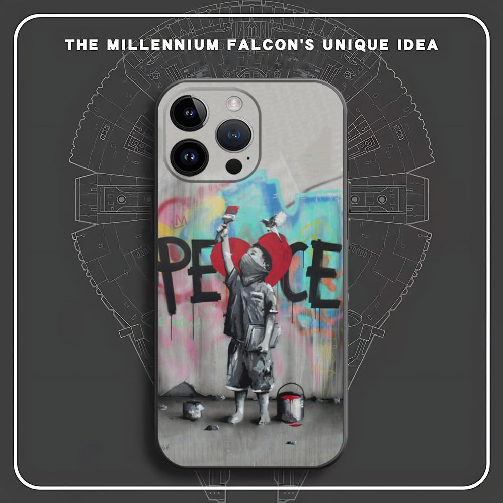 

Graffiti Artist Banksy Phone Case For iPhone 16 16e 15 14 13 12 11 XS XR Plus Mini Pro Max Soft black Shockproof Cover iPhone 12 Pro Max