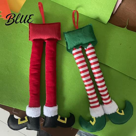 Christmas Ornament for Women Elf Legs Santa Legs Hanging Ornaments Plush Stuffed Xmas Car Pendant Decorative Fun Holiday Decor Mirror Door Handle,