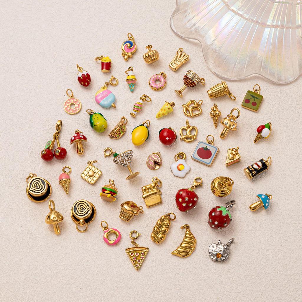 18K Gold Retention Stainless Steel Mushroom Pendant for DIY Accessories