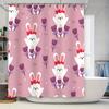 Pink Easter Bunny Rabbit Print Flower Shower Curtain For Bathroom Decor Pink Purple Red White Love Heart Gift Diy Home Decoratio