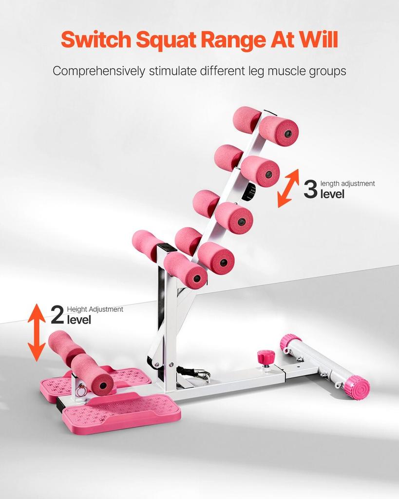 Deep Squat Machine, Adjustable Glutes Trainer Machine with 3 High-Strength Resistance Bands, Folding Core Leg & Glutes Exercise Trainer, Push Up