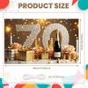 70th Birthday Banner Happy Birthday Display Golden Glitter Firework Pattern Birthday Backdrop for 70th Indoor Party Decoration