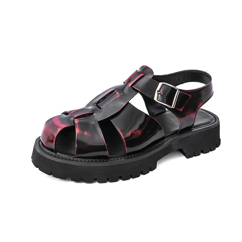 Men's Roman Sandals: Summer Leather Thick Sole Casual Shoes – Large Size