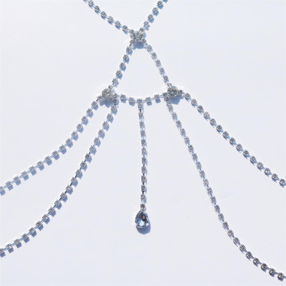 Breast Chain, Water Drop Pendant, Rhinestone Body Chain, Sexy Fashion Rhinestone Nipple Chain Accessories.