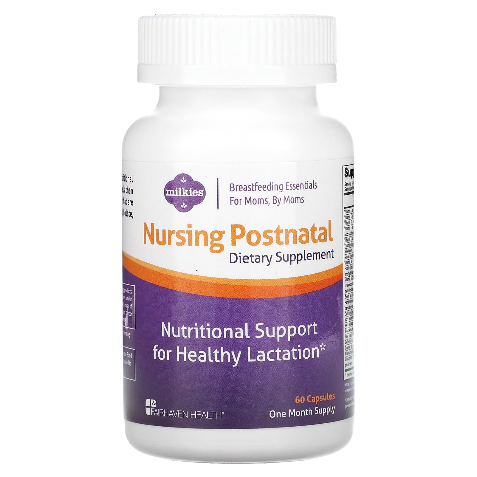 

Milkies, Nursing Postnatal Breastfeeding Multivitamin, 60 Capsules
