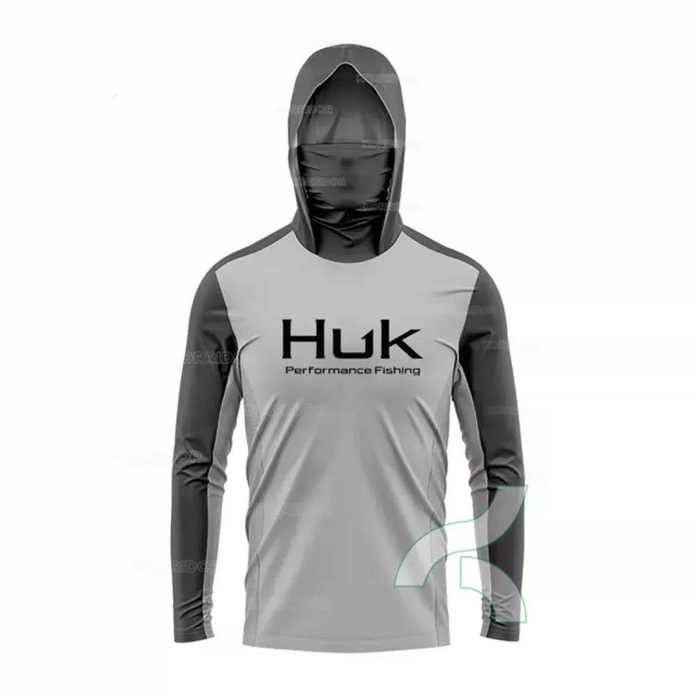 Costum de pescuit HUK pentru bărbați, transfrontalier, cu uscare rapidă, mască de praf și protecție UV, costum de pescuit ușor cu glugă, mătase de gheață