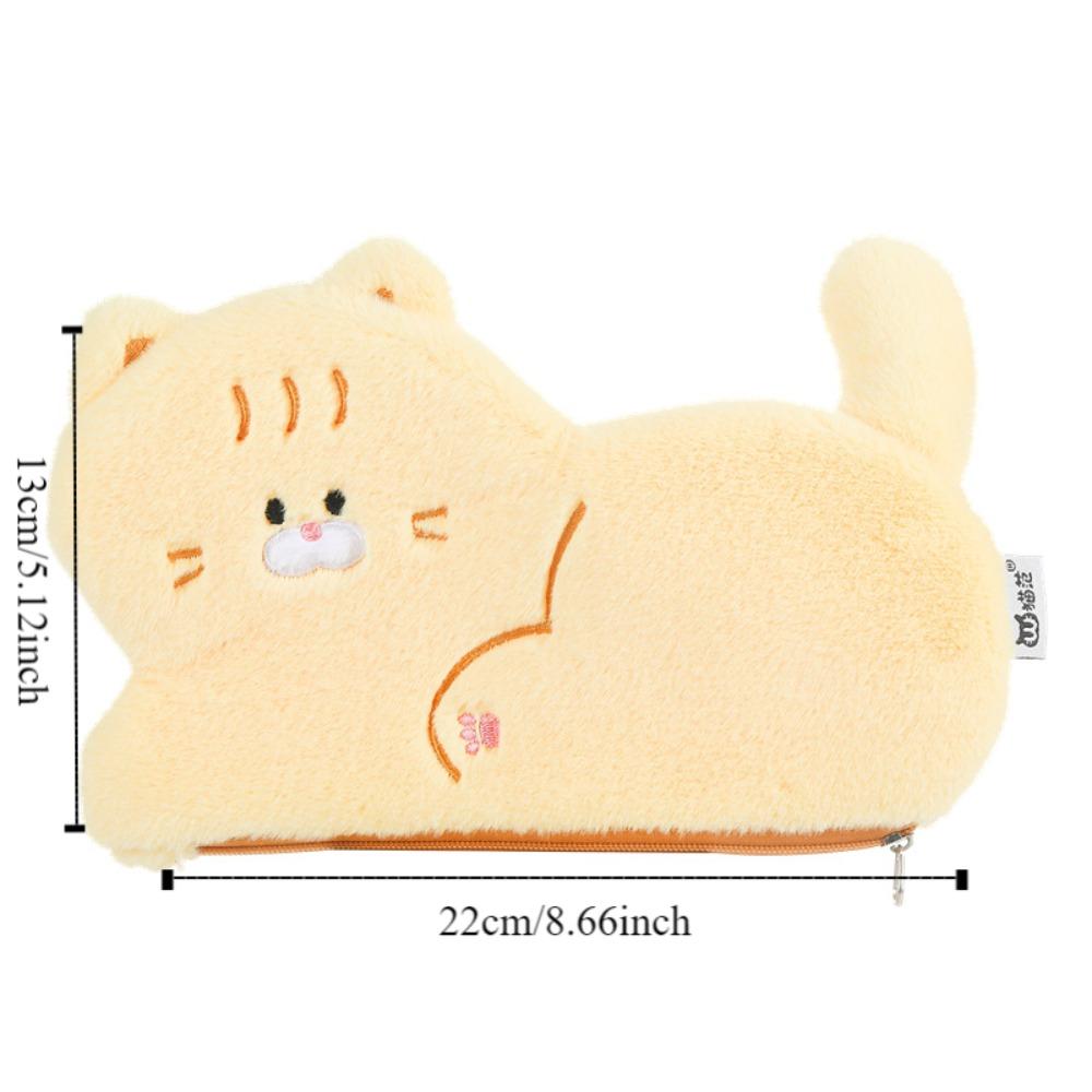 Fluffy Plush Cat Pencil Bag Large Capacity Stationery Storage Pouch Cartoon Pencil Case  Gifts