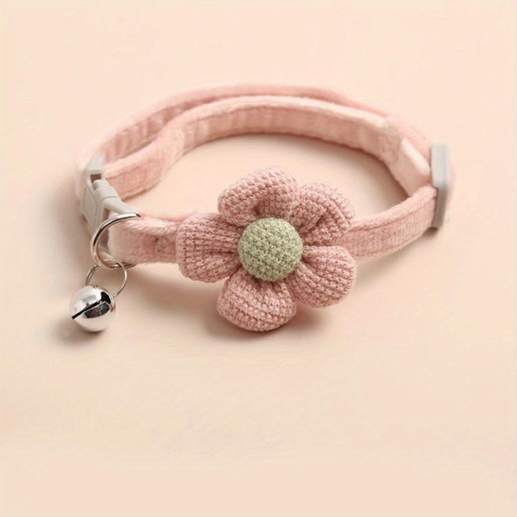 1pc Cute Dog Necklace with Flower Decor and Bell Strap - Pet Collars and Leads for Stylish Pups