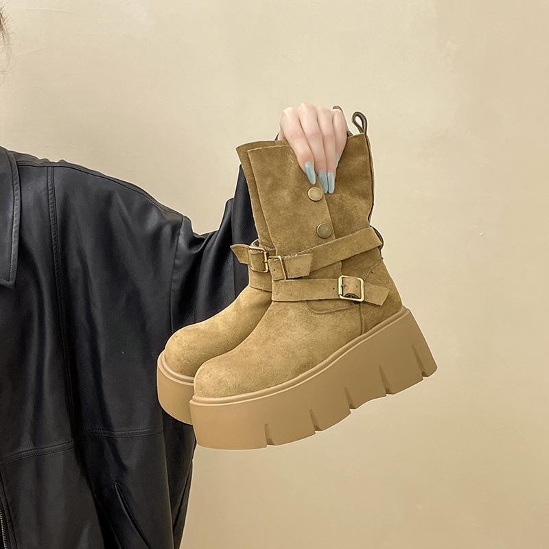 

Retro and versatile design sense Small man heightening thick-soled single boots Women s 2025 autumn and winter new super fire fashion Martin boots 40