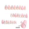 24 Pieces European and American French Wearing Nail Pads 3D Pink Fake Nail Art Patches Removable 24 Nail Pads
