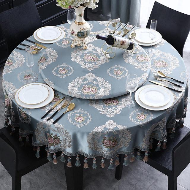 

Бежевый ретро кисточка круглая скатерть для вечеринок жаккардовые 3d цветочные скатерти европейская ткань поворотный стол чехол Turntable-80cm