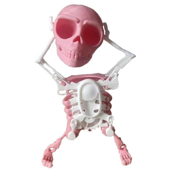 

Детская заводная игрушка-скелет, танцующая, не требующая батареек, 3D-печать, трясущийся череп розовый