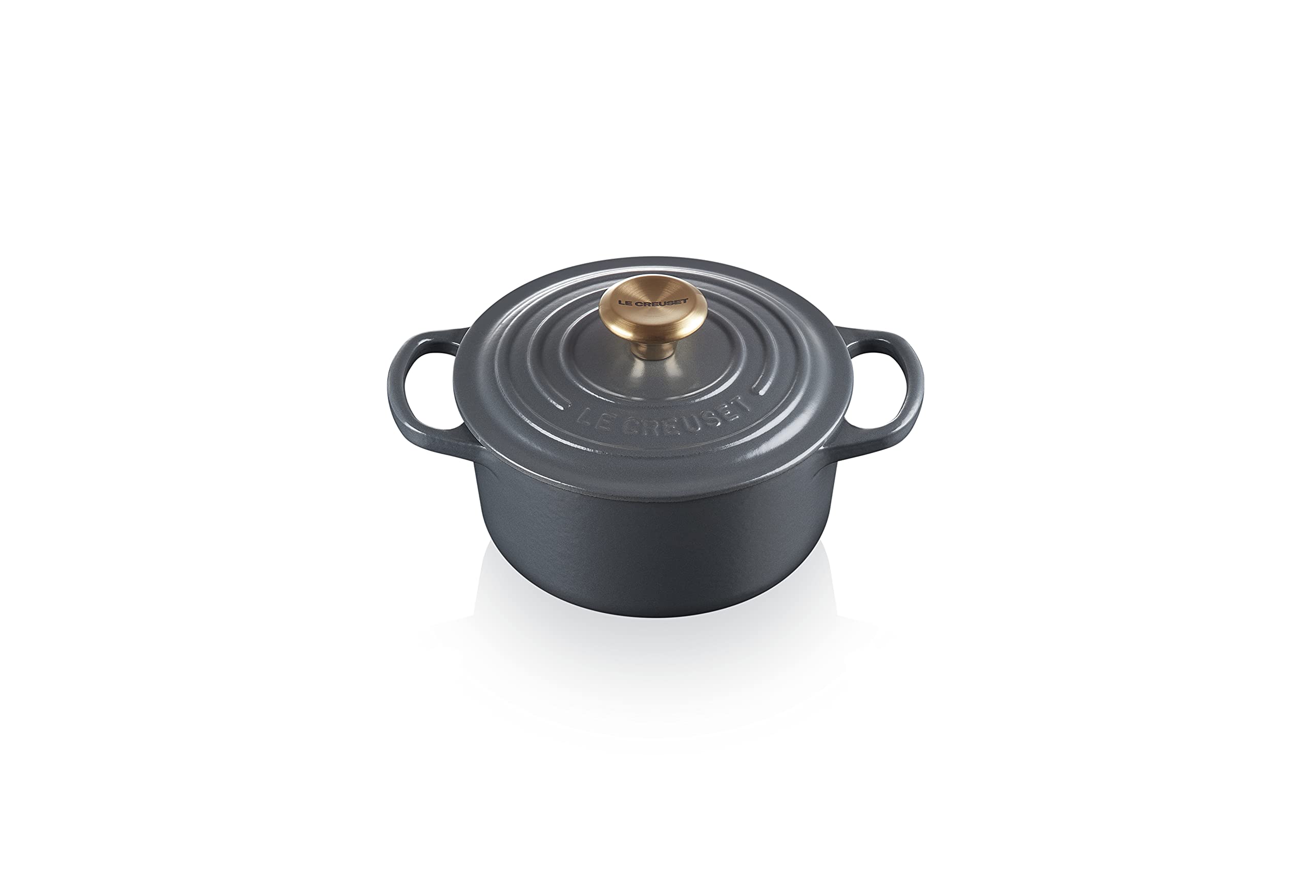 

Литий емальований каструля Le Creuset Signature Cocotte Ronde 16 см, графітове золото, ручка, сумісна з газовою духовкою IH, японська [авторизований продукт]