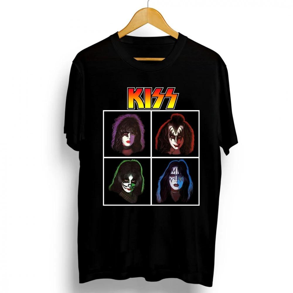 2021 New Fashion Kiss Band Rock Letter Poster Men's T-Shirt Graphics Funny Casual Short Sleeve Round Neck Shirt Hip Hop Tees