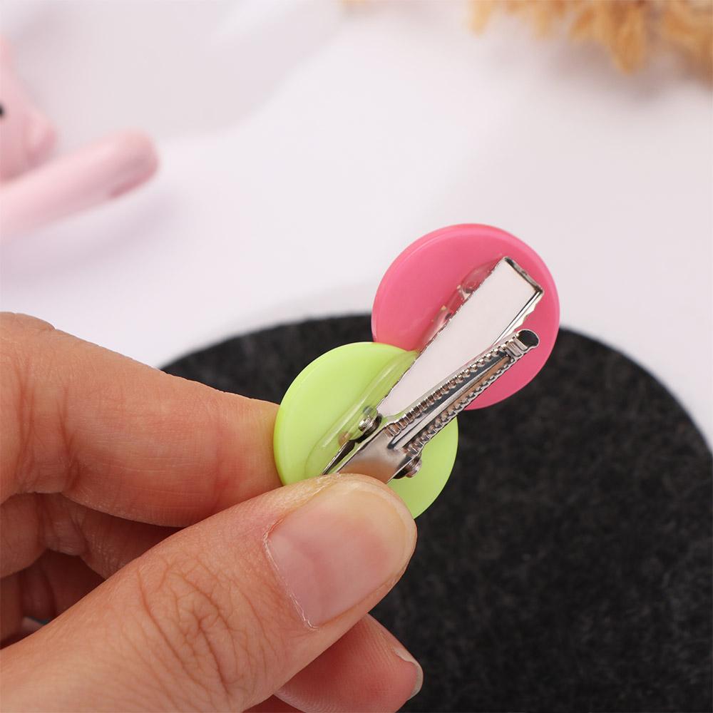 2pcs Sweet Candy Color Hair Clip Non-Slip Cute Barrettes Lovely Button Shape Hairpins Broken Hair