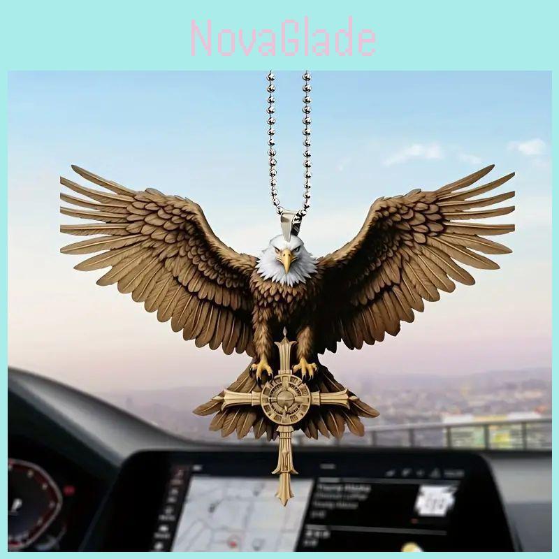 Vintage Acrylic Eagle Cross Car Hanging Ornament Perfect For Stylish Interior Decor