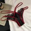Women Sexy Lace Panties Low-waist G String Breathable Hollow Out Solid Color Thongs