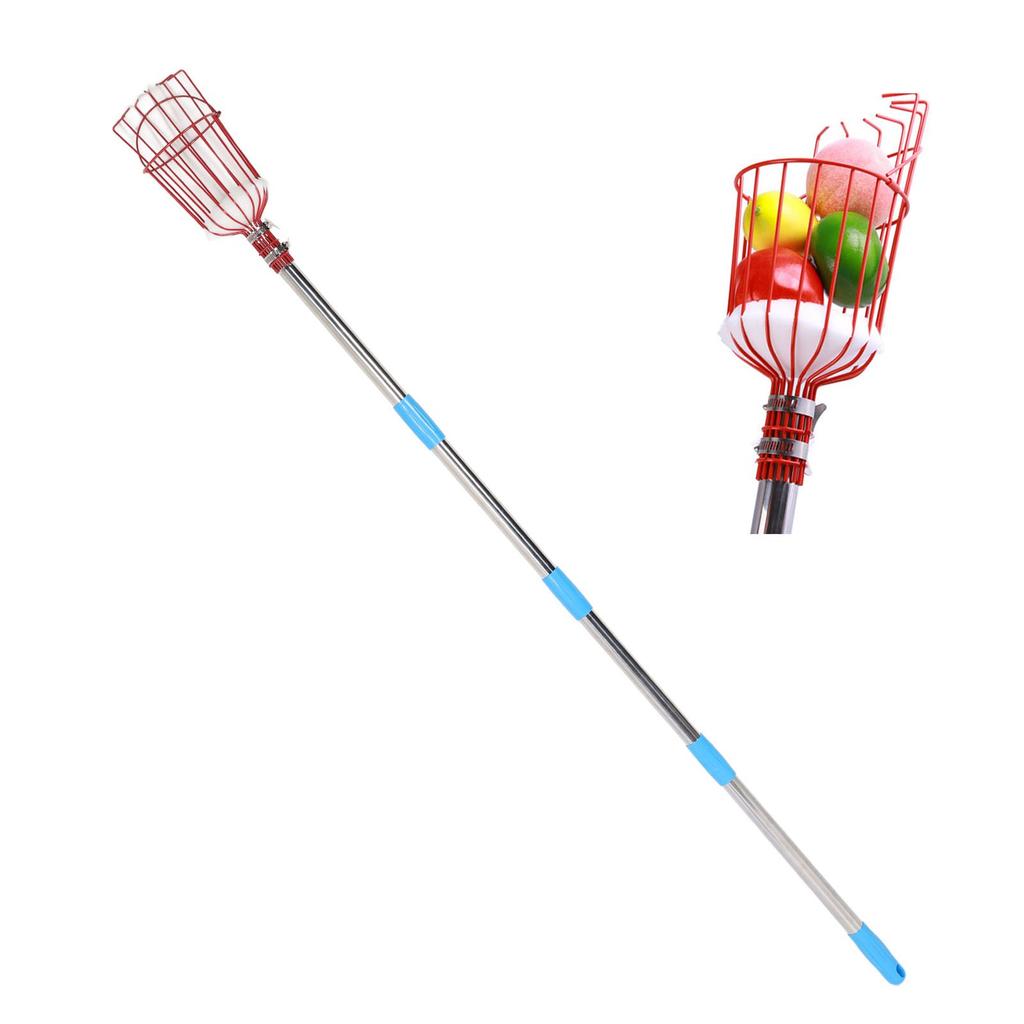 Fruit Picker Tool Multifunctional Stainless Steel Rustproof Orange Fruits Catcher Tree Picker with Pole